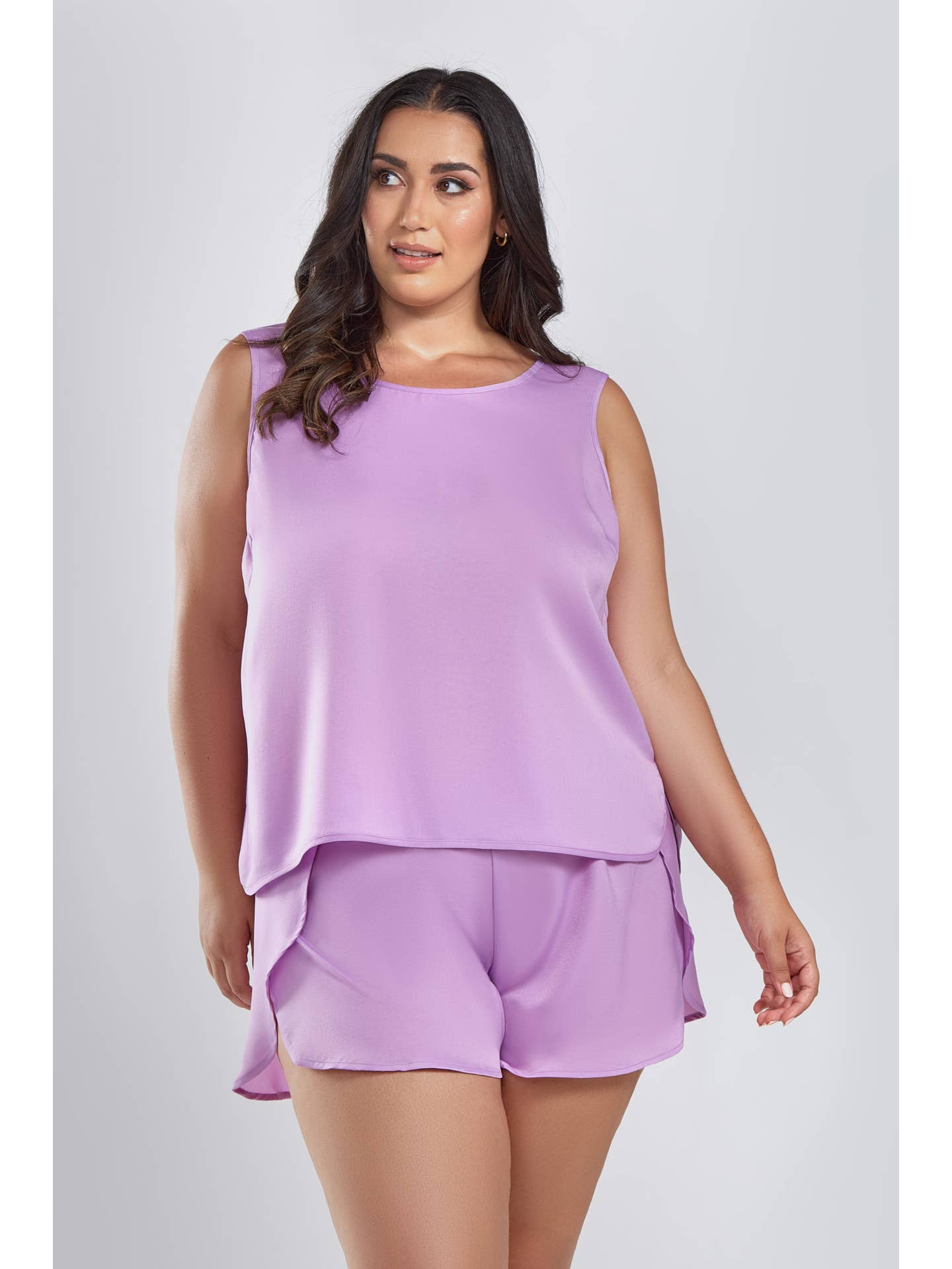 Alice Crepe Satin Lilac Short Set