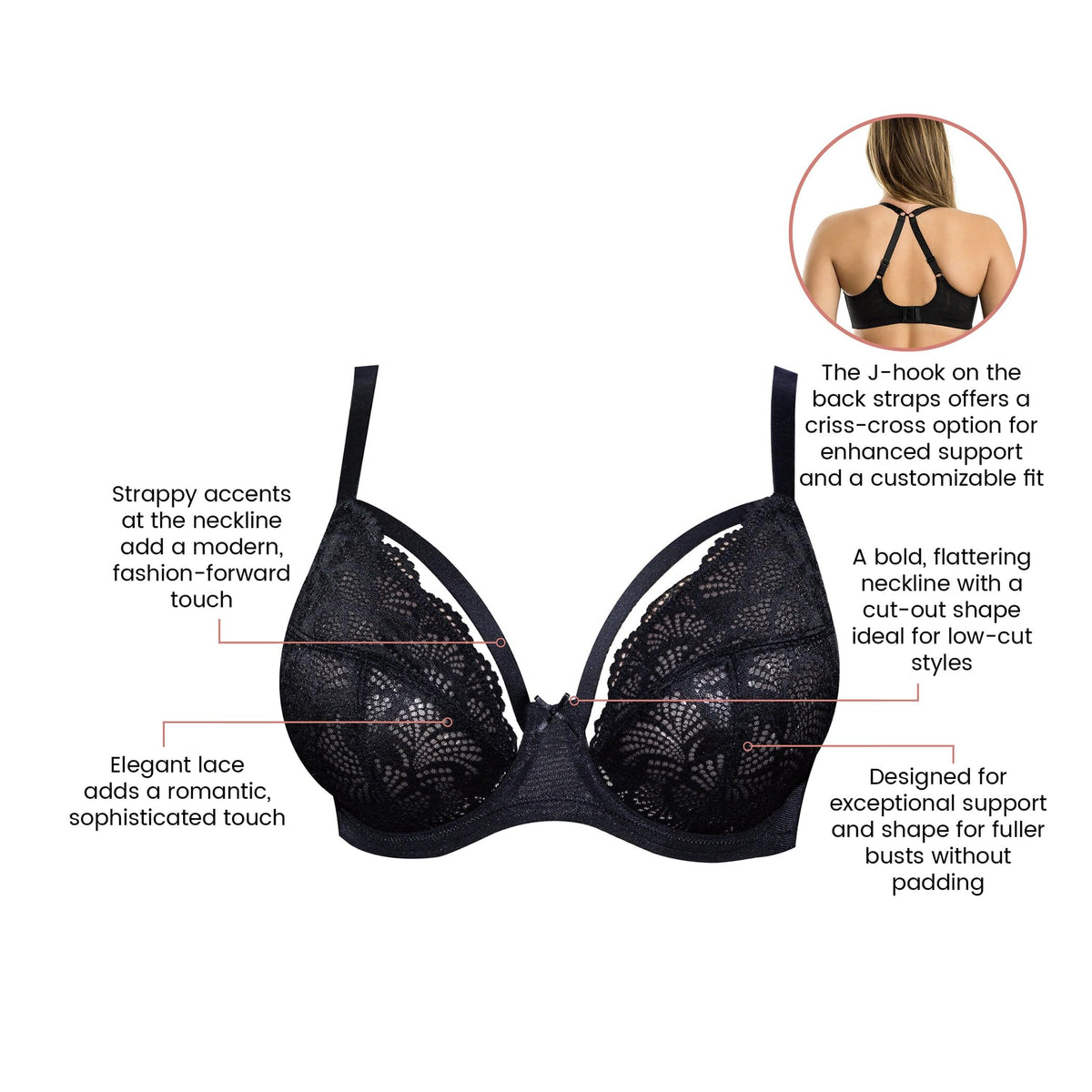 Olivia Unlined Plunge Bra - Black