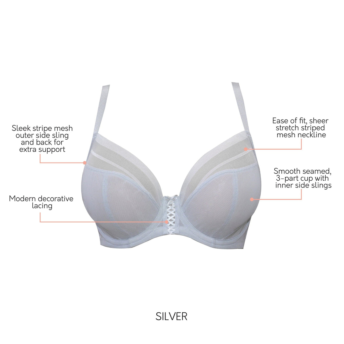 Shea Full Bust Unlined Plunge Bra - Silver