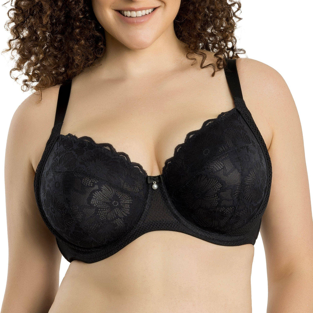Luxlacy Pretty Lace and Mesh Full Busted Unlined Non-Padded Wired Bra