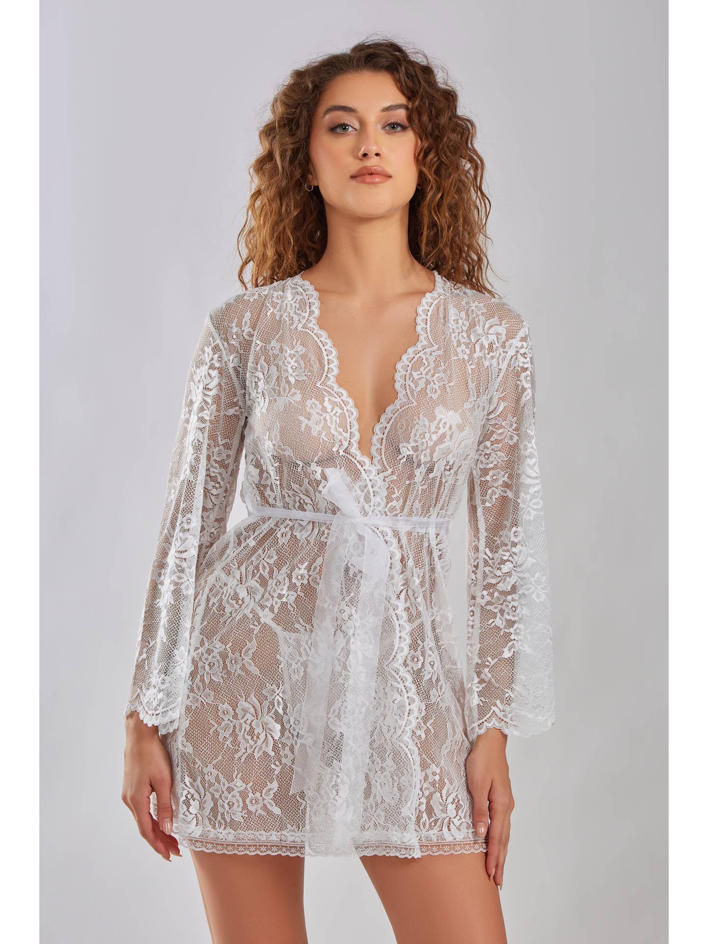 Willow Lace Robe w/Scalloped Sleeves