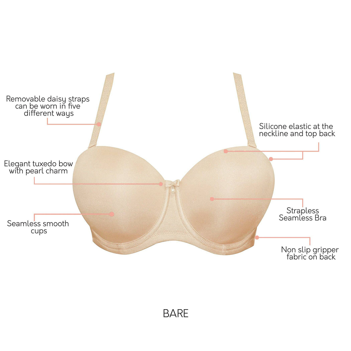 Elise Full Bust Strapless Bra - Bare